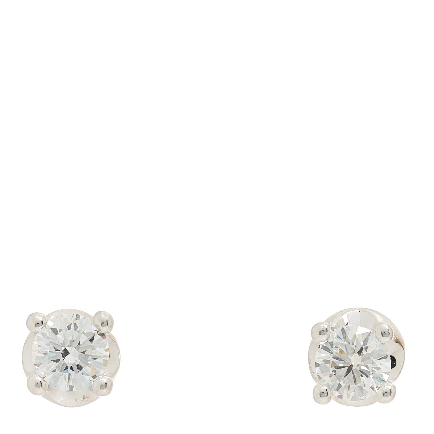Bulgari 18K White Gold Diamond 1.25ctw Corona Solitaire Earrings 1 of 4
