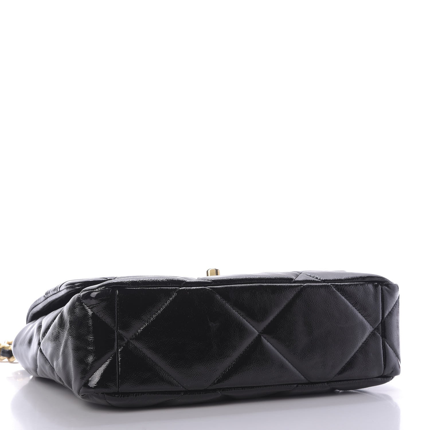 Chanel Shiny Crumpled Calfskin Quilted Large 19 Flap Black 4 of 9
