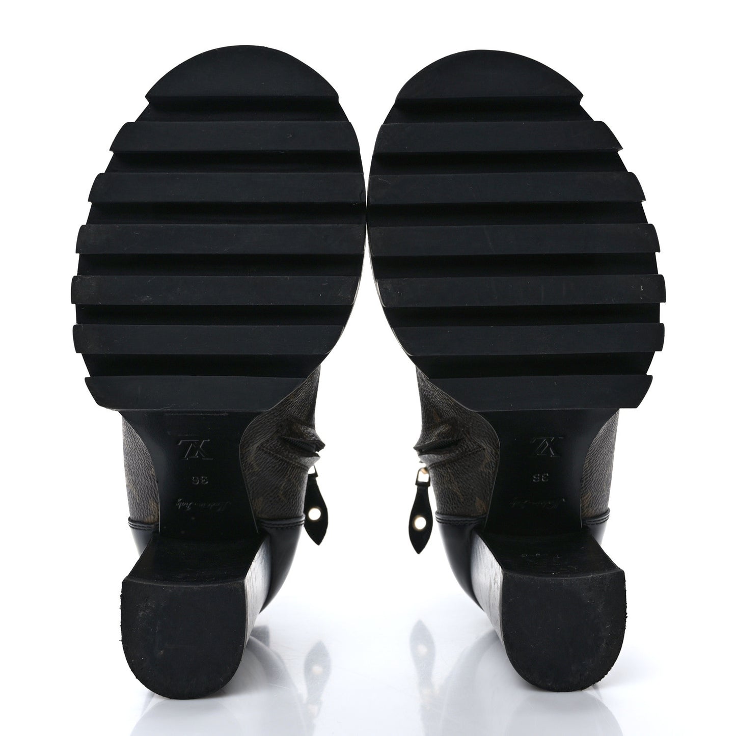 Patent Calfskin Monogram Star Trail Ankle Boots 36 Black