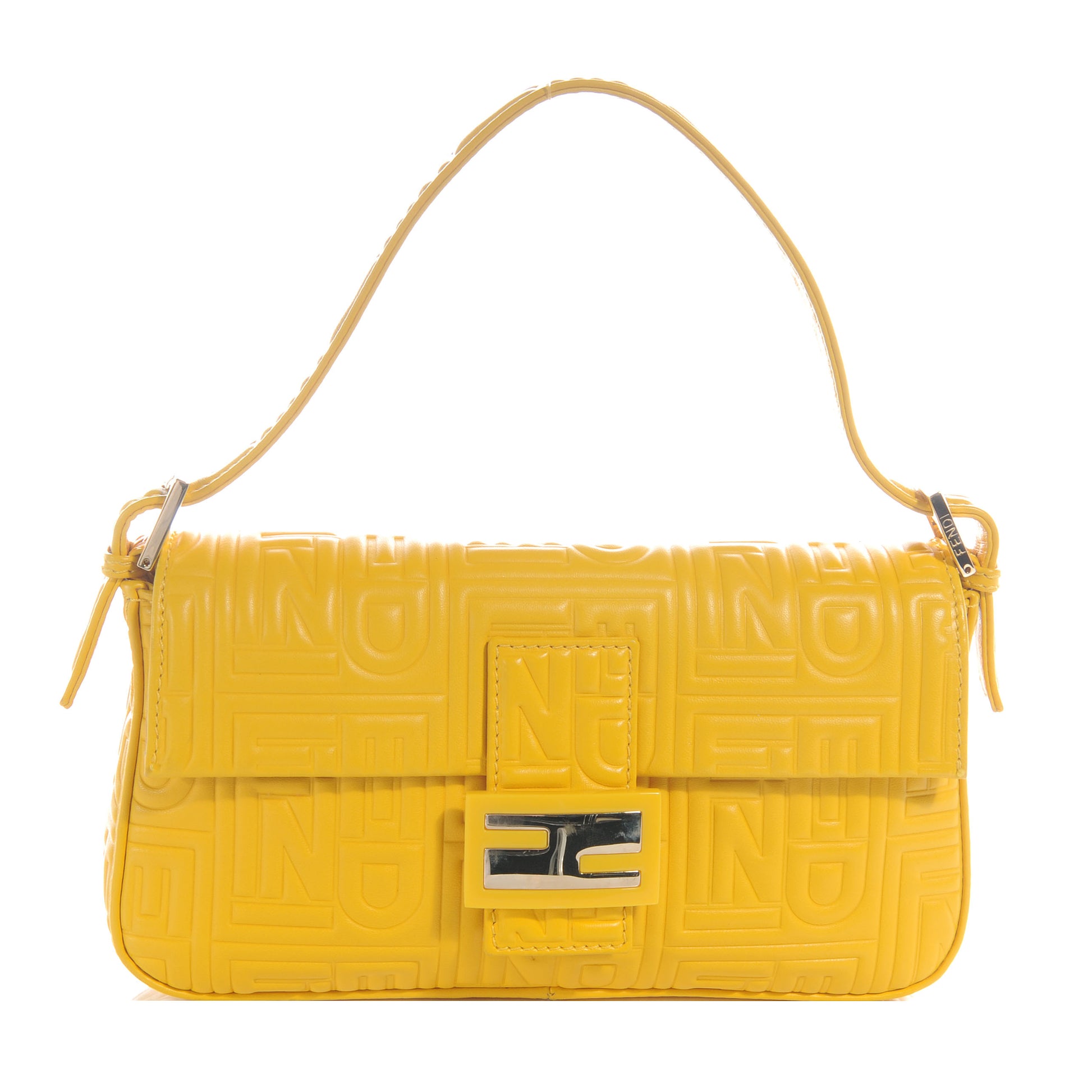 Fendi Nappa Logo Embossed Baguette Lemon Giallo 1 of 7