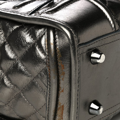Burberry Metallic Calfskin Quilted Mini Manor Tote Pewter 10 of 11