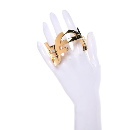 Saint Laurent Brass Monogram Medium Cuff Bracelet Gold 2 of 4