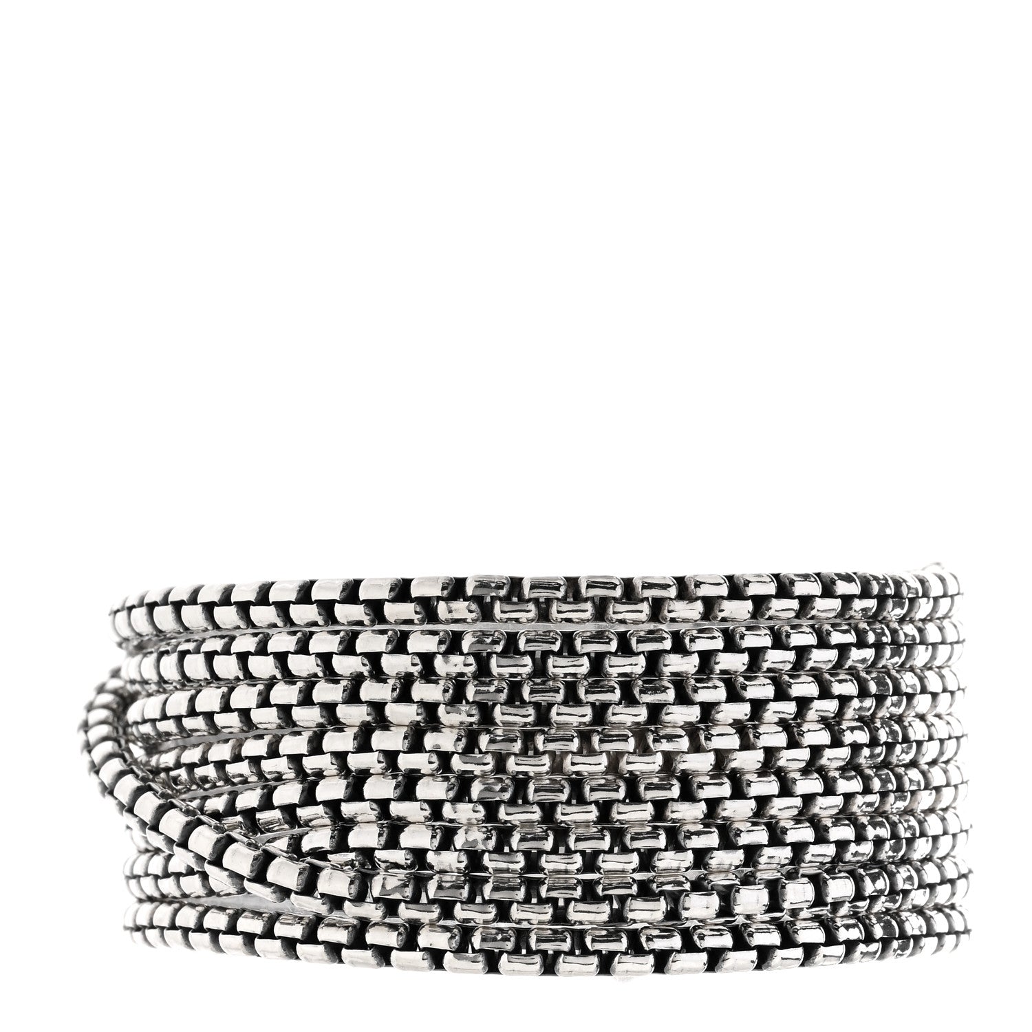David Yurman Sterling Silver Eight-Row Box Chain Bracelet 1 of 3