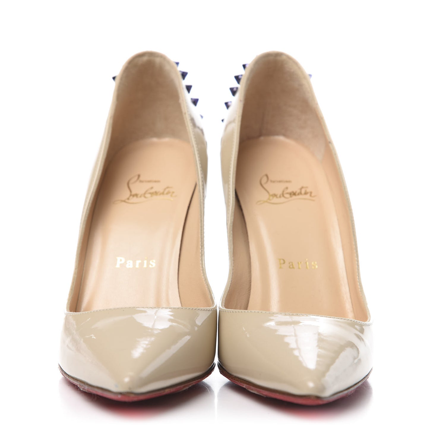 Patent Studded Zappa 100 Pumps 36 Beige