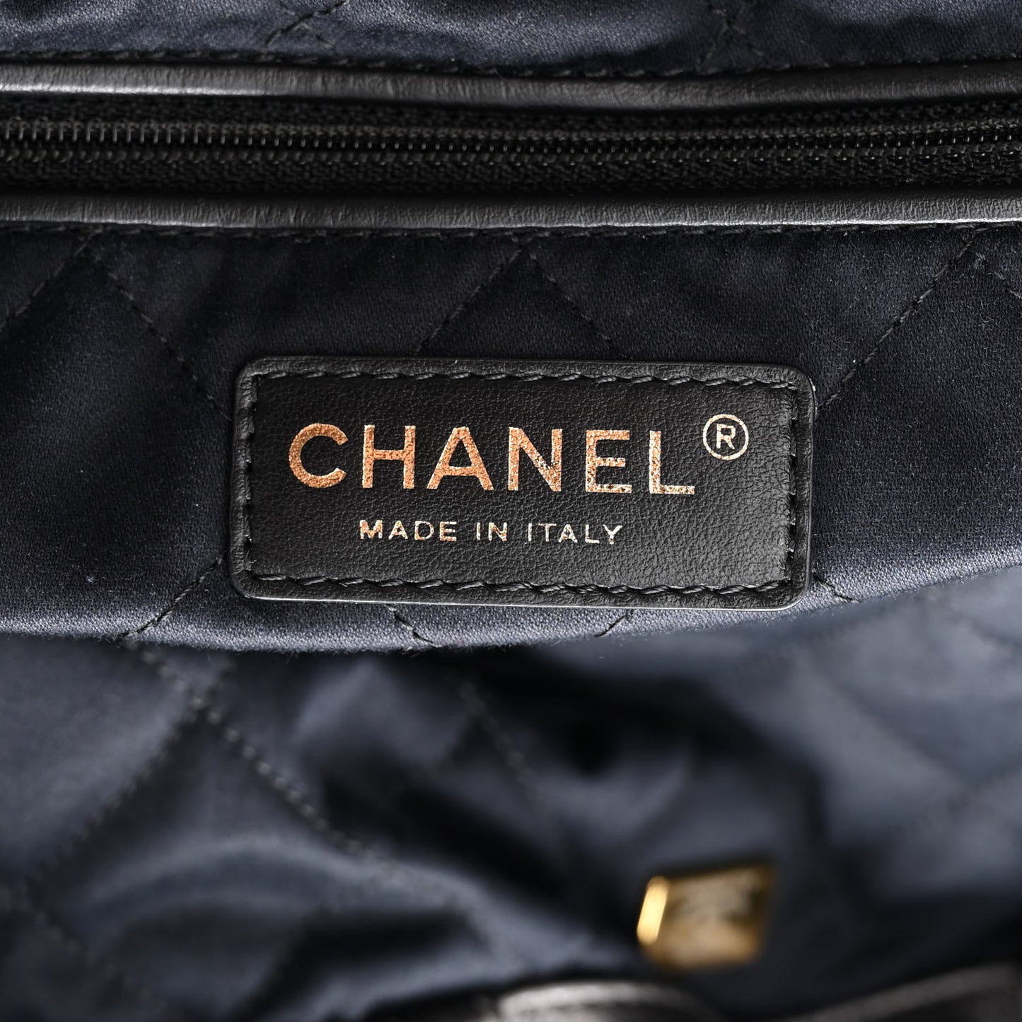 Metallic Calfskin Quilted Chanel 22 Backpack Ruthenium