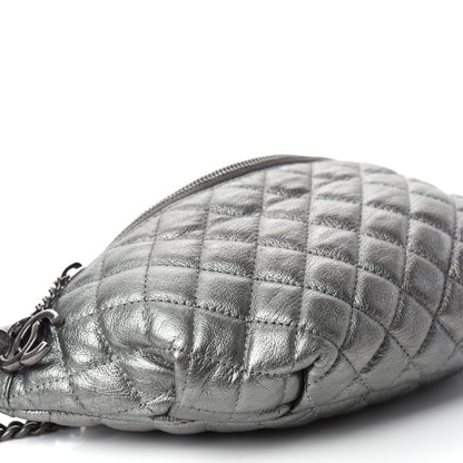 Chanel Metallic Goatskin Quilted Banane Waist Bag Fanny Pack Silver 6 of 11