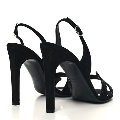 Hermes Suede Goatskin Crystal Ella 105 Sandal 39 Black 4 of 8