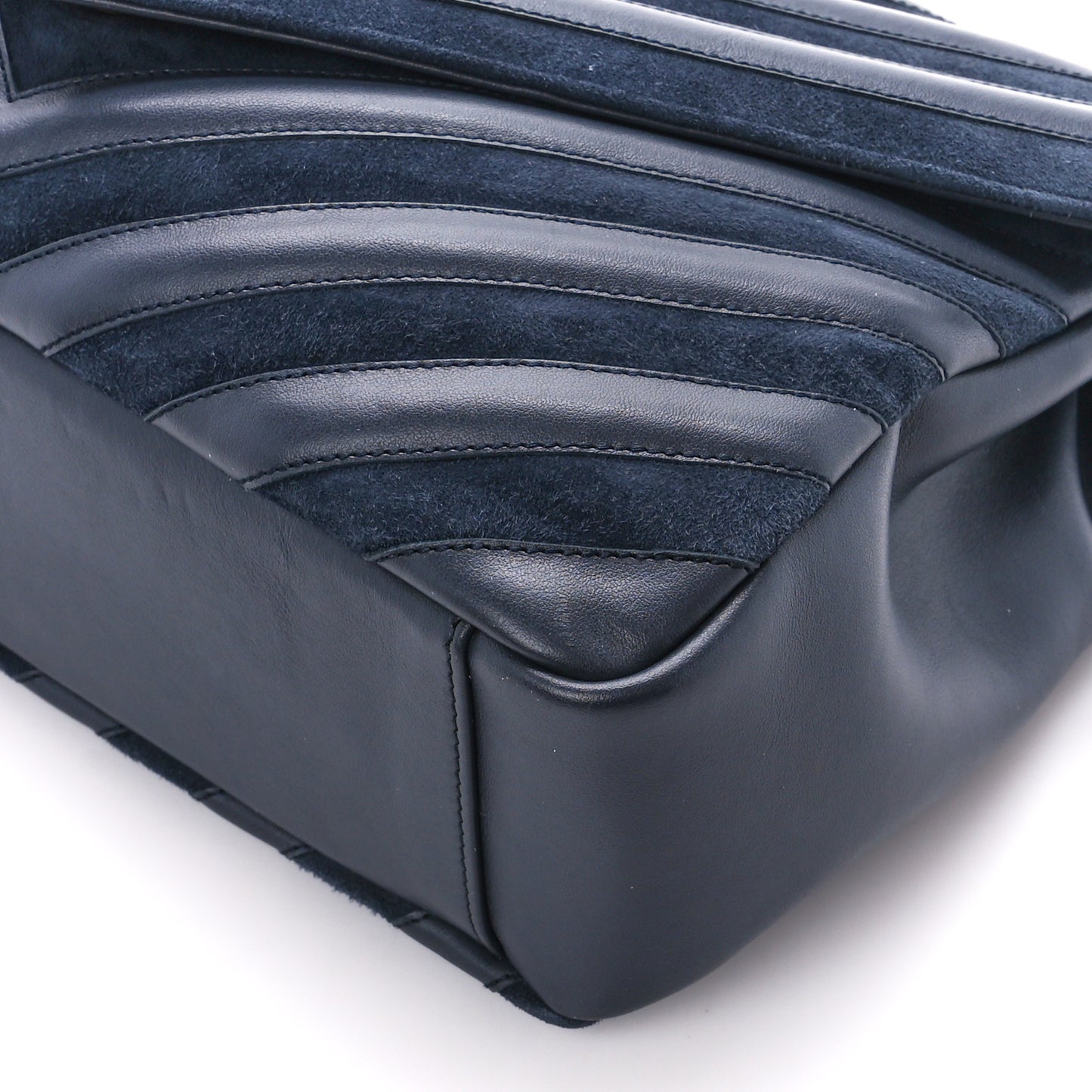 Calfskin Suede Matelasse Chevron Monogram Large College Bag Graphite