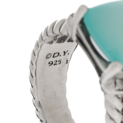 David Yurman Sterling Silver Diamond Chalcedony 16mm Wheaton Ring 56 7.75 5 of 5