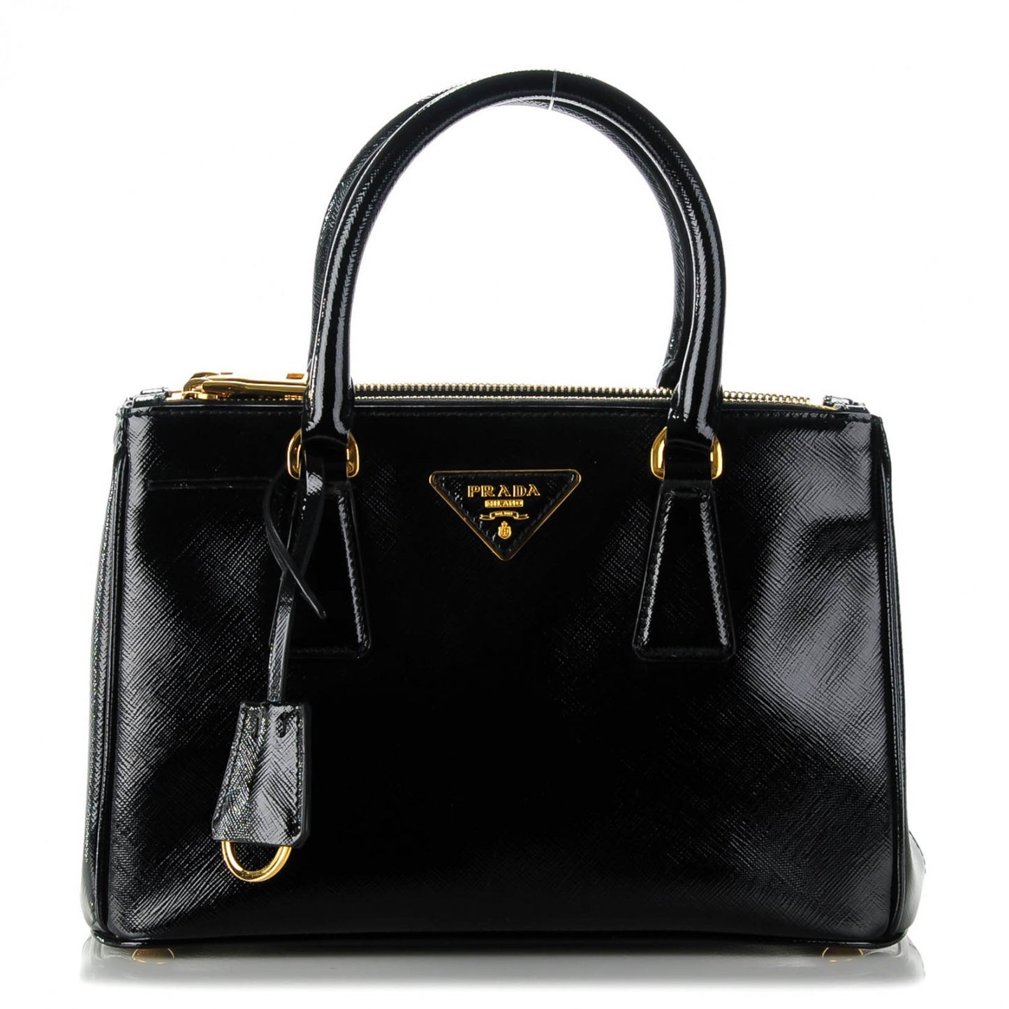 Saffiano Vernice Mini Galleria Double Zip Tote Black