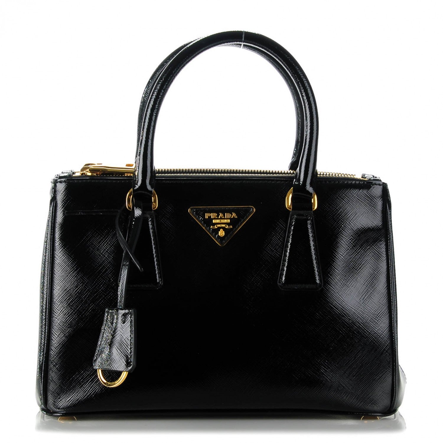 Prada Saffiano Vernice Mini Galleria Double Zip Tote Black 1 of 8