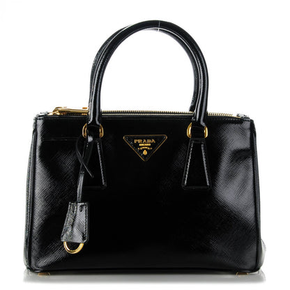 Prada Saffiano Vernice Mini Galleria Double Zip Tote Black 1 of 8