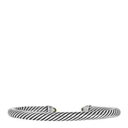 David Yurman Sterling Silver Diamond Peridot 5mm Cable Classics Bracelet 2 of 4