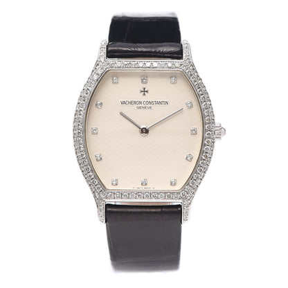 Vacheron Constantin 18K White Gold Alligator Diamond 32mm Tonneau Manual Winding Watch Beige 31150 1 of 5