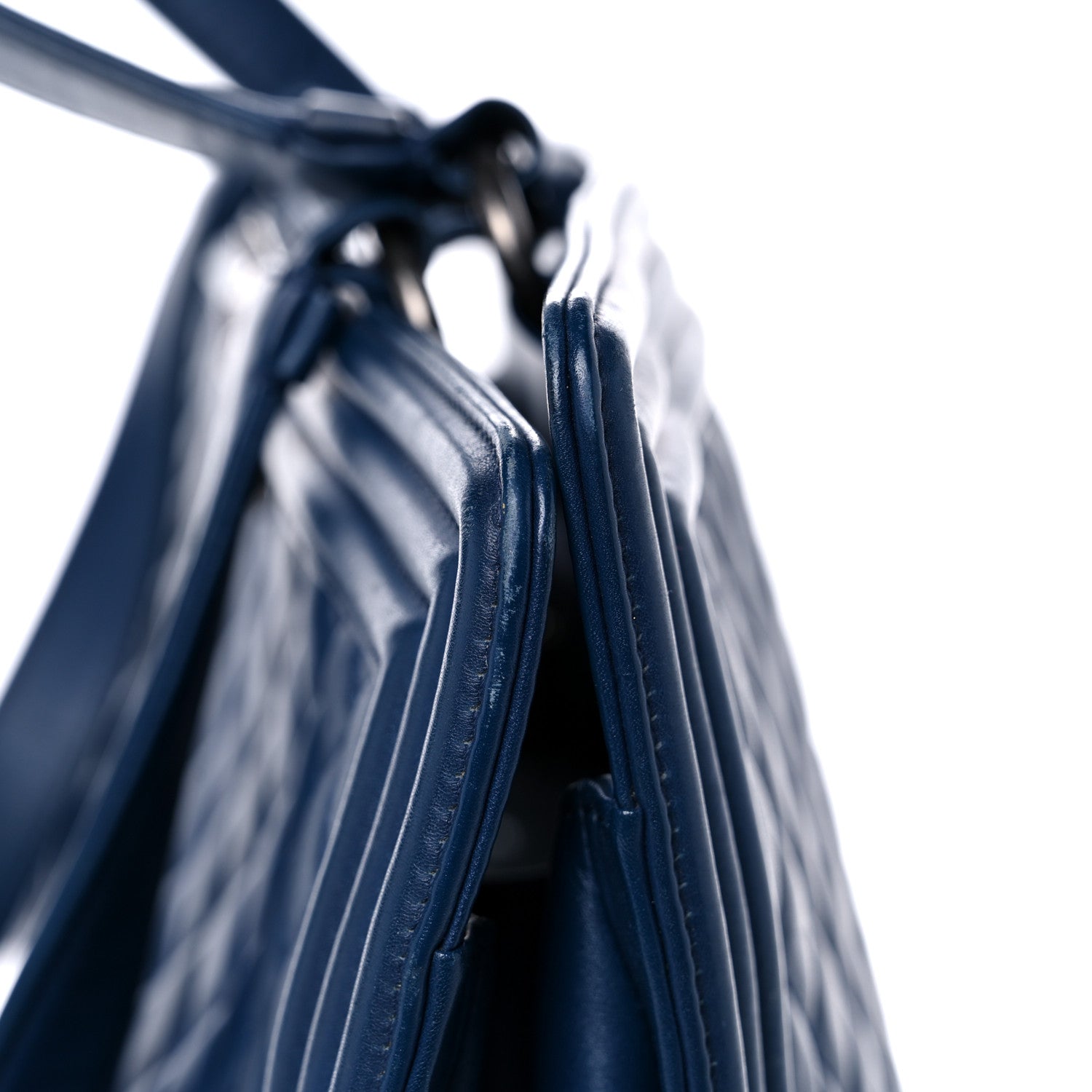 Chanel Calfskin Quilted Boy Shopping Tote Navy Blue 17 of 17