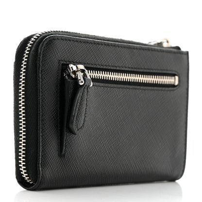 Prada Saffiano Triangle Zip Around Keychain Black 3 of 6