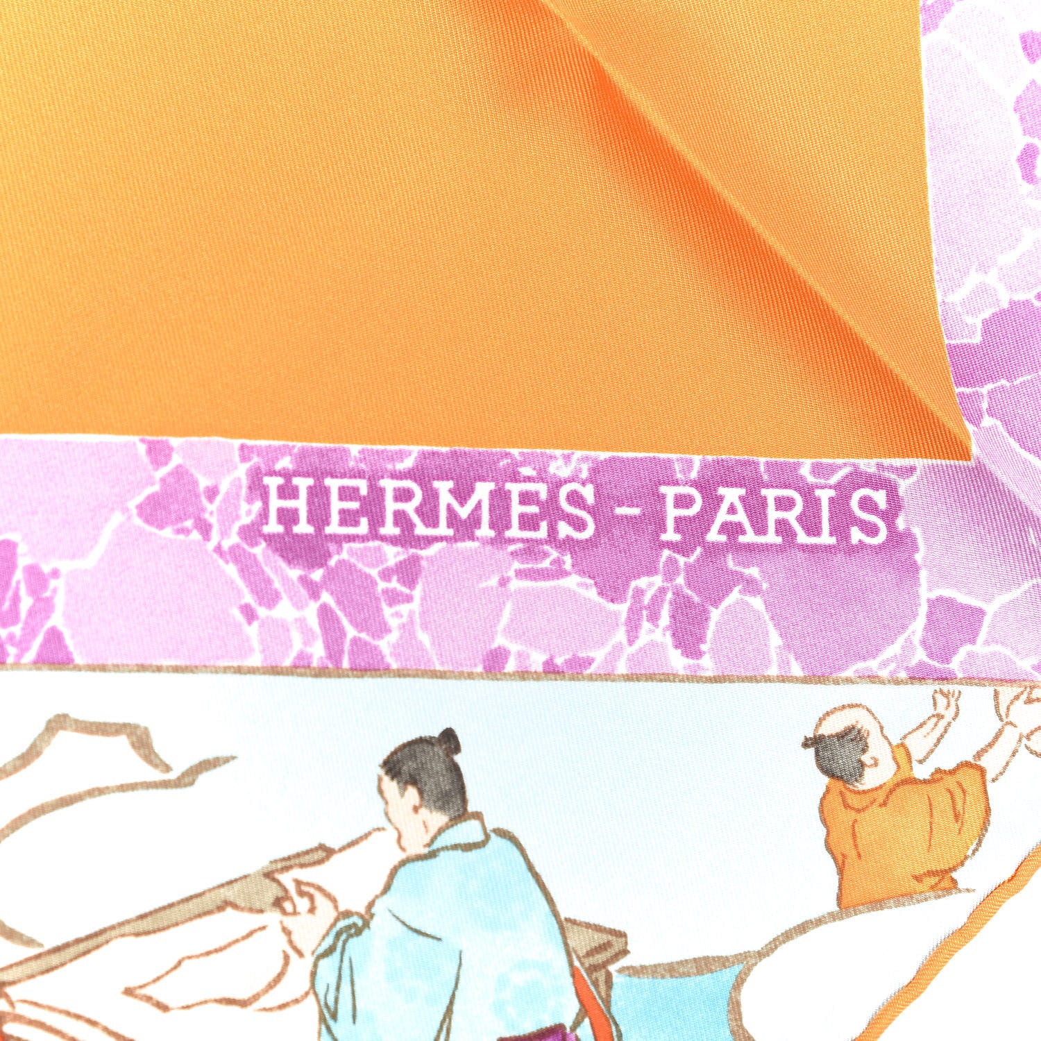 Hermes Silk Les Artisans D'Scarf 90 Orange Ciel Fuchsia 2 of 9