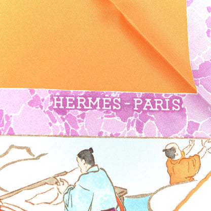 Hermes Silk Les Artisans D'Scarf 90 Orange Ciel Fuchsia 2 of 9