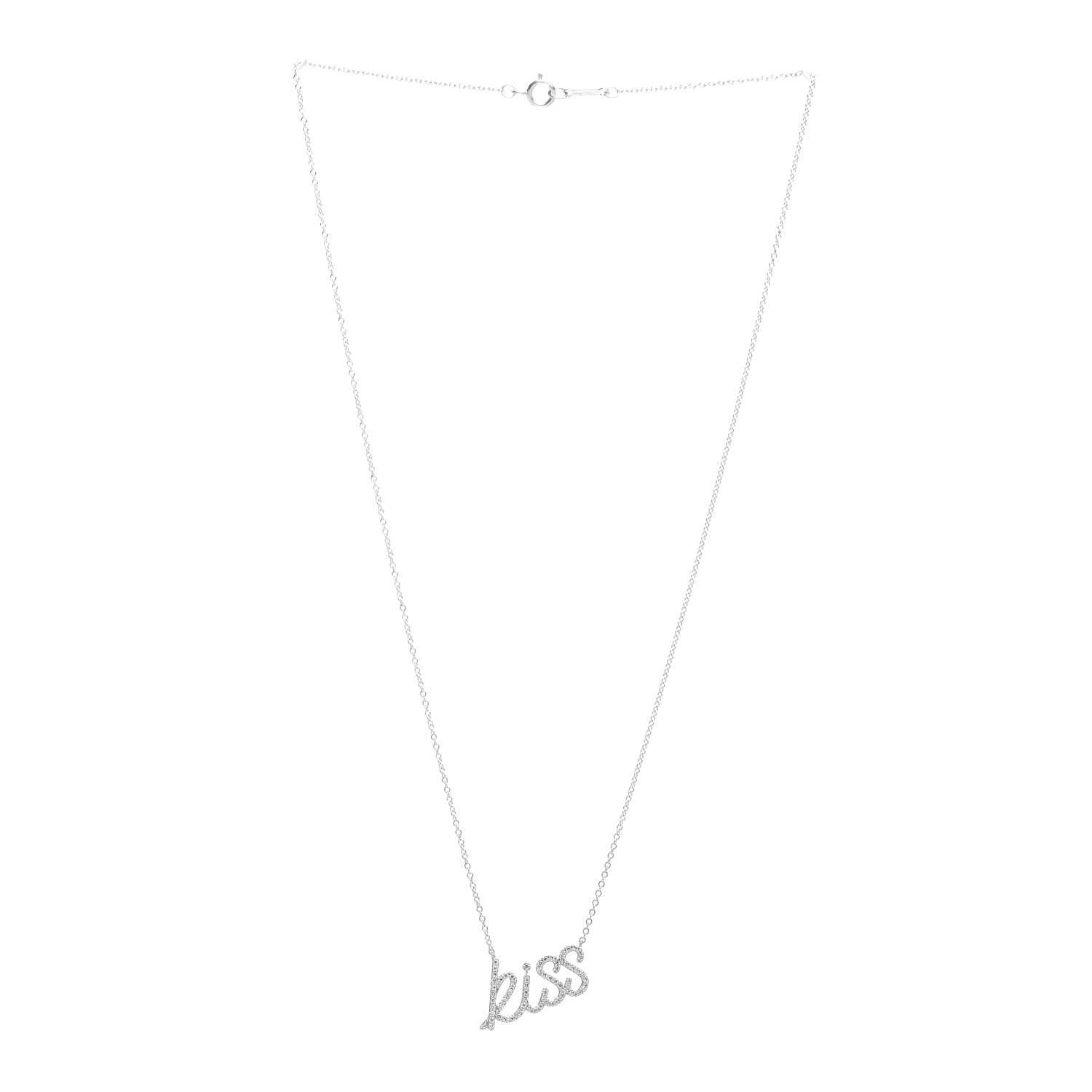 Tiffany 18K White Gold Diamond Small Paloma's Graffiti Kiss Pendant Necklace 3 of 4