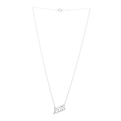 Tiffany 18K White Gold Diamond Small Paloma's Graffiti Kiss Pendant Necklace 3 of 4