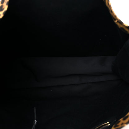 Saint Laurent Canvas Calfskin Leopard Print Rive Gauche Noe Tote Natural Black 5 of 13