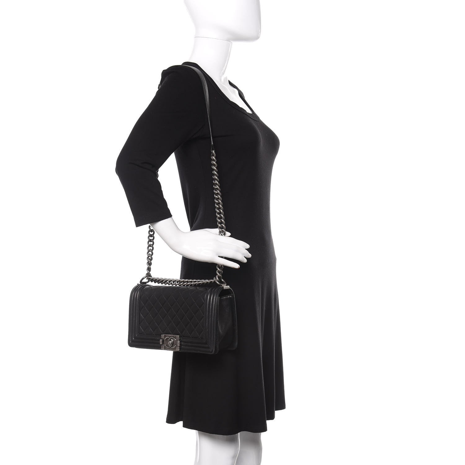 Chanel Lambskin Quilted Medium Boy Flap Black 3 of 18
