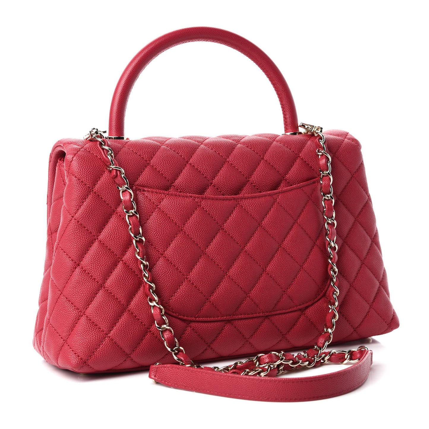Caviar Quilted Small Coco Handle Flap Dark Pink