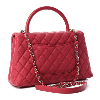 Chanel Caviar Quilted Small Coco Handle Flap Dark Pink 3 of 10