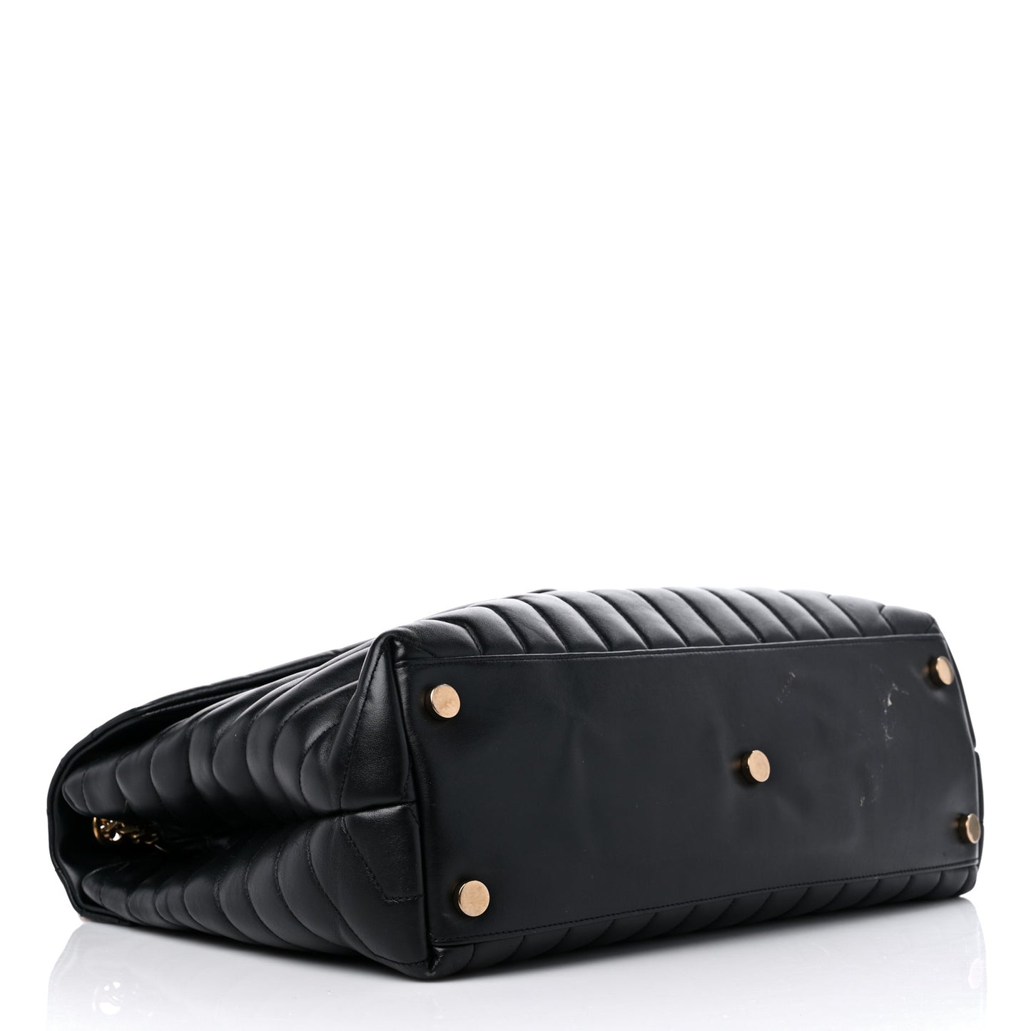 Calfskin Y Quilted Monogram Large Loulou Chain Satchel Black