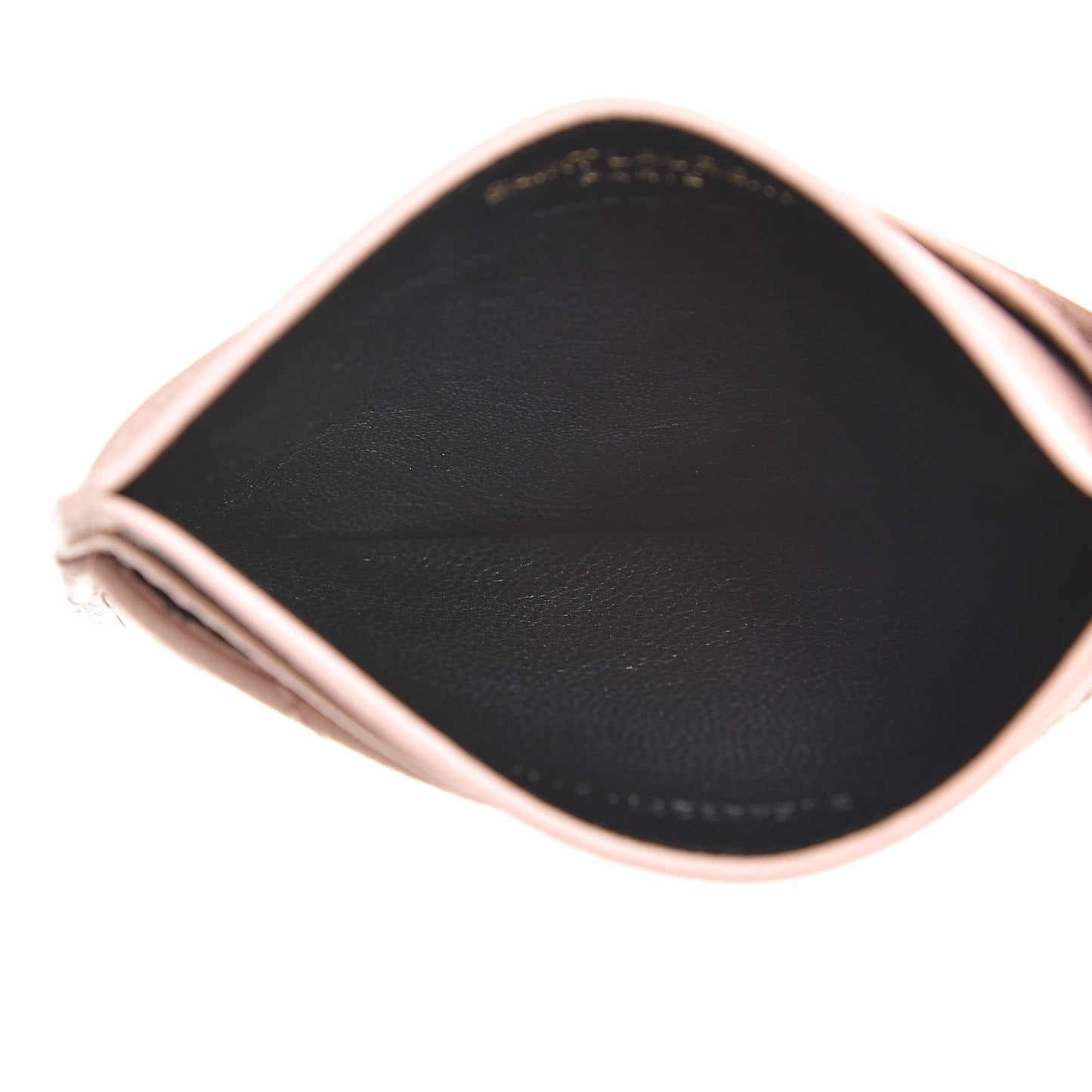 Grain De Poudre Matelasse Chevron Monogram Credit Card Case Pale Pink