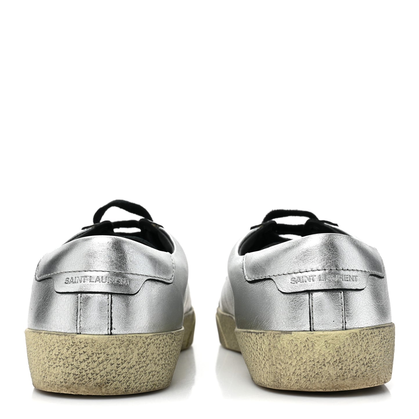 Metallic Calfskin Womens Court Classic Sneakers 38.5 Silver