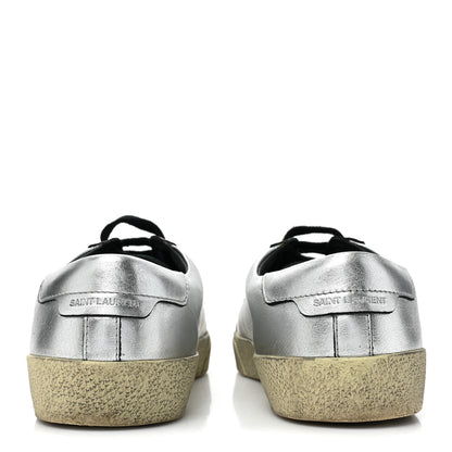 Saint Laurent Metallic Calfskin Womens Court Classic Sneakers 38.5 Silver 4 of 13