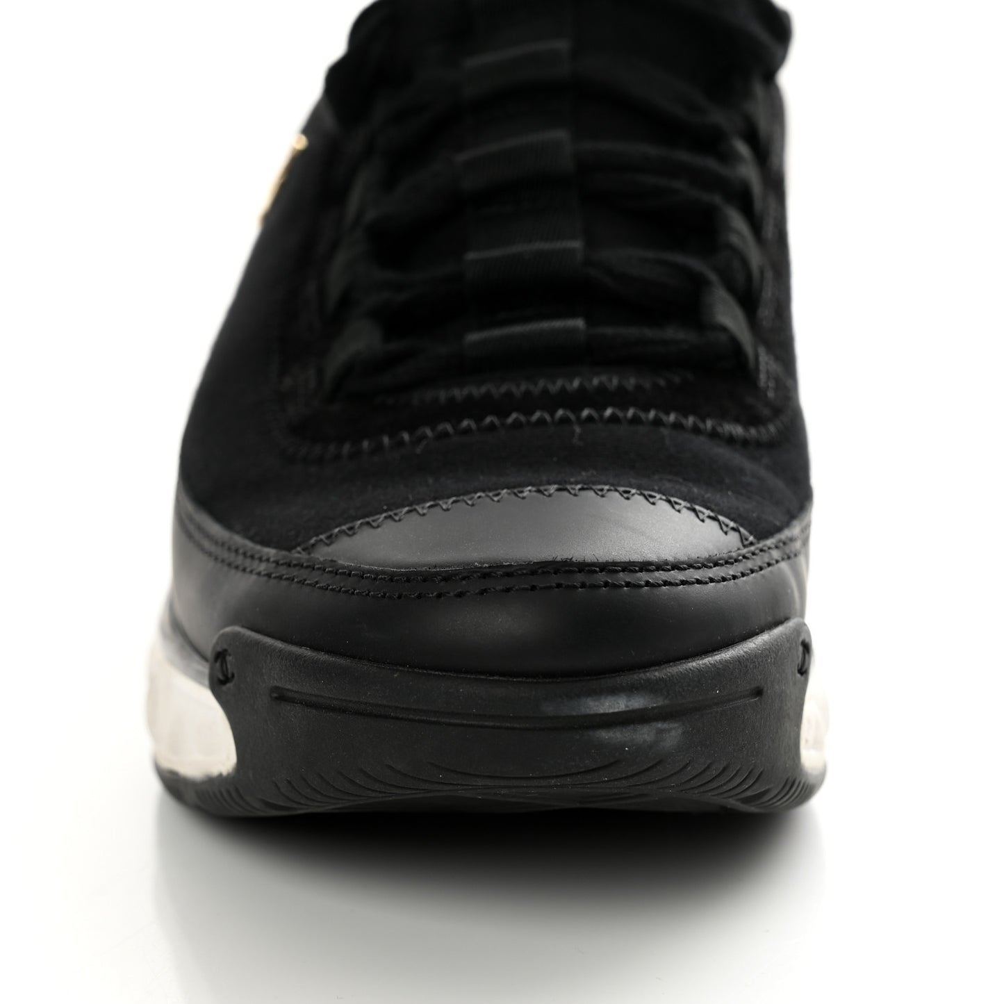 Velvet Calfskin Mixed Fibers CC Sneakers 37 Black