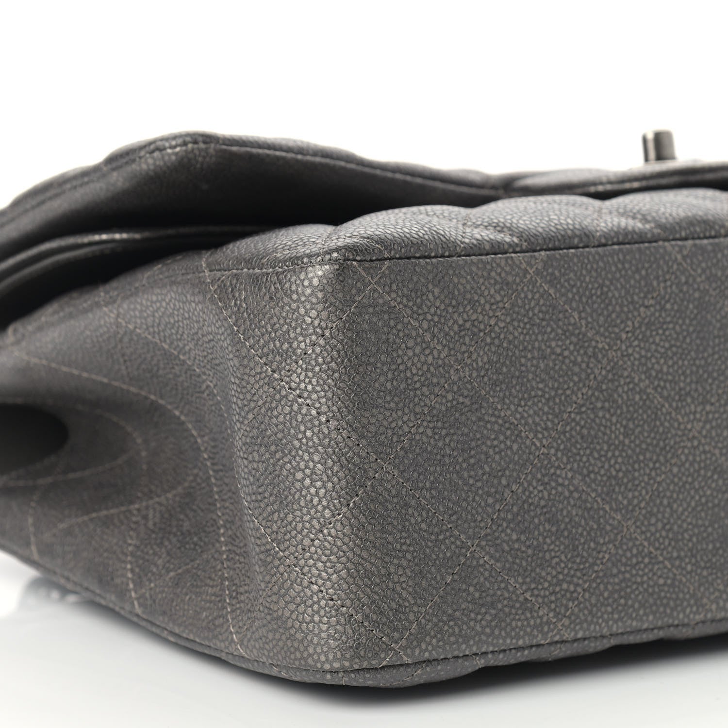 Chanel Iridescent Caviar Quilted Jumbo Double Flap Dark Silver 8 of 9