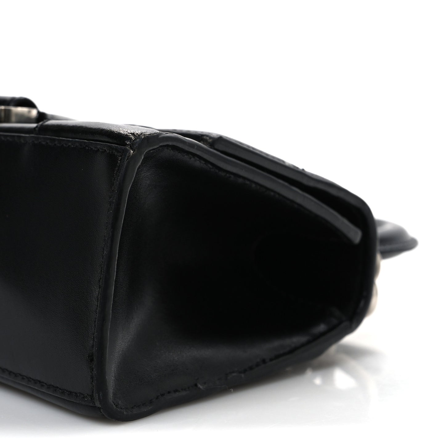 Box Calfskin Graffiti Logo Hourglass Top Handle Bag XS Black Silver