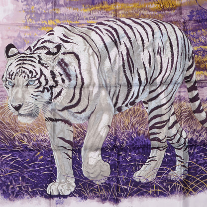 Hermes Silk Tigre du Bengale Scarf 90 Violet Gris Noir 1 of 6