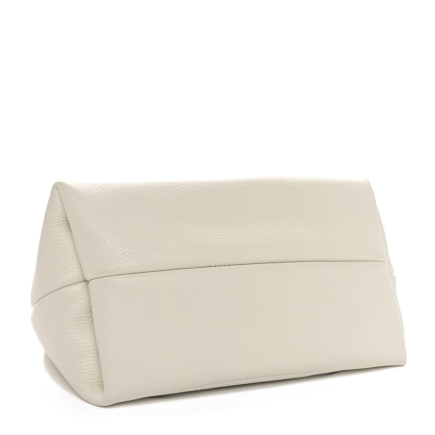 Grained Calfskin Softbit Medium Shoulder Bag White