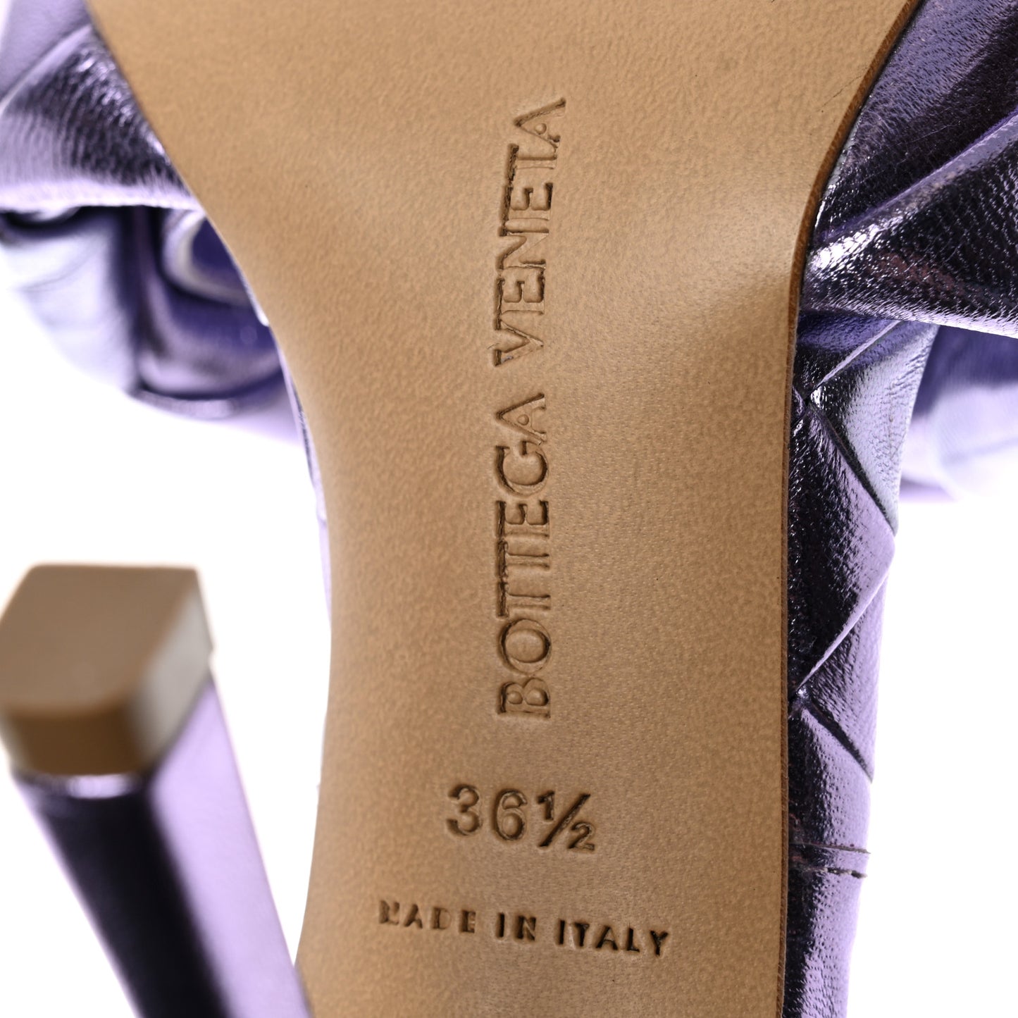 Metallic Nappa Maxi Intrecciato Lido Mule Sandals 36.5 Wisteria