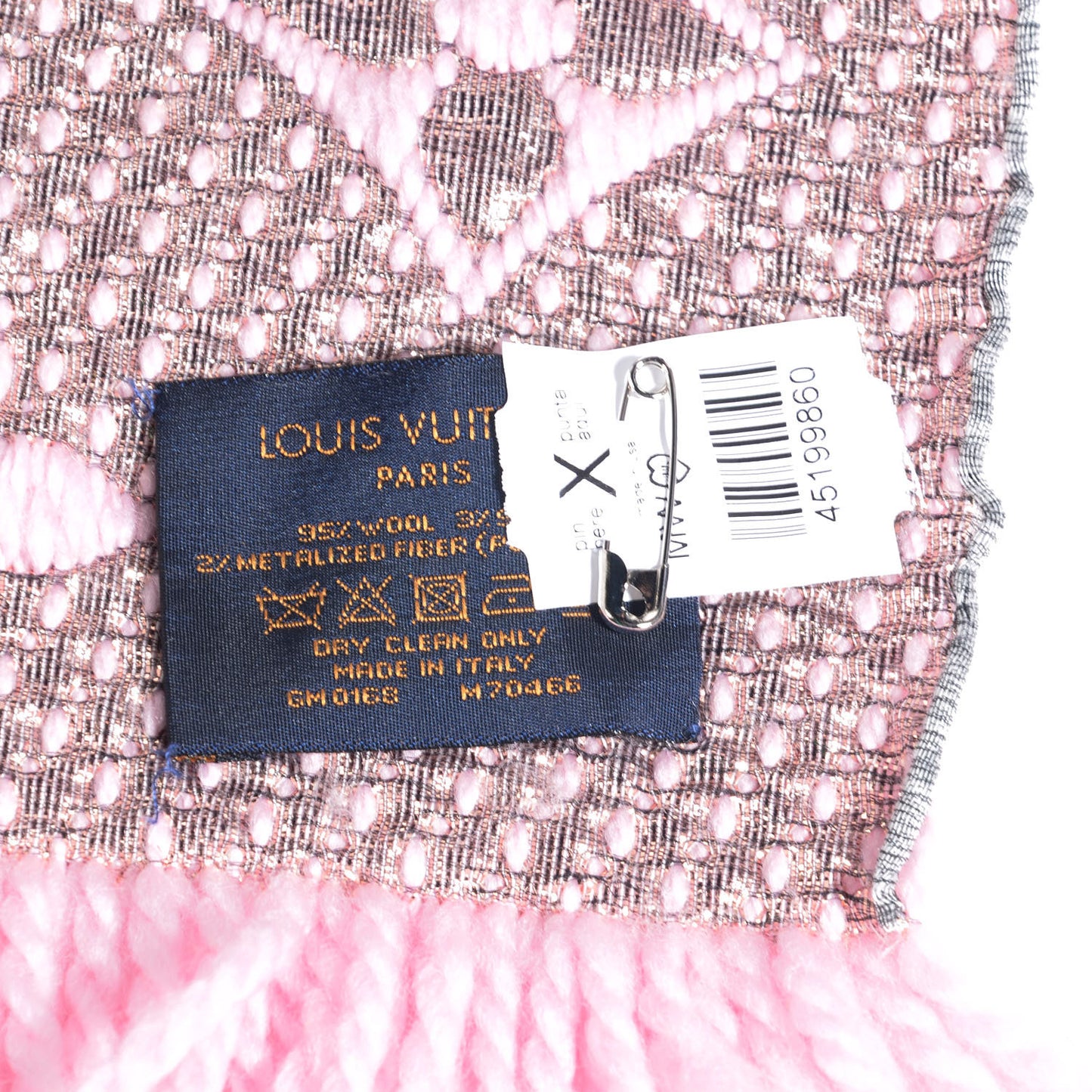 Wool Silk Logomania Shine Scarf Pink