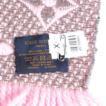 Louis Vuitton Wool Silk Logomania Shine Scarf Pink 4 of 4