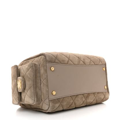 Chanel Suede Quilted Chanel 25 Bowling Bag Dark Grey 4 of 10