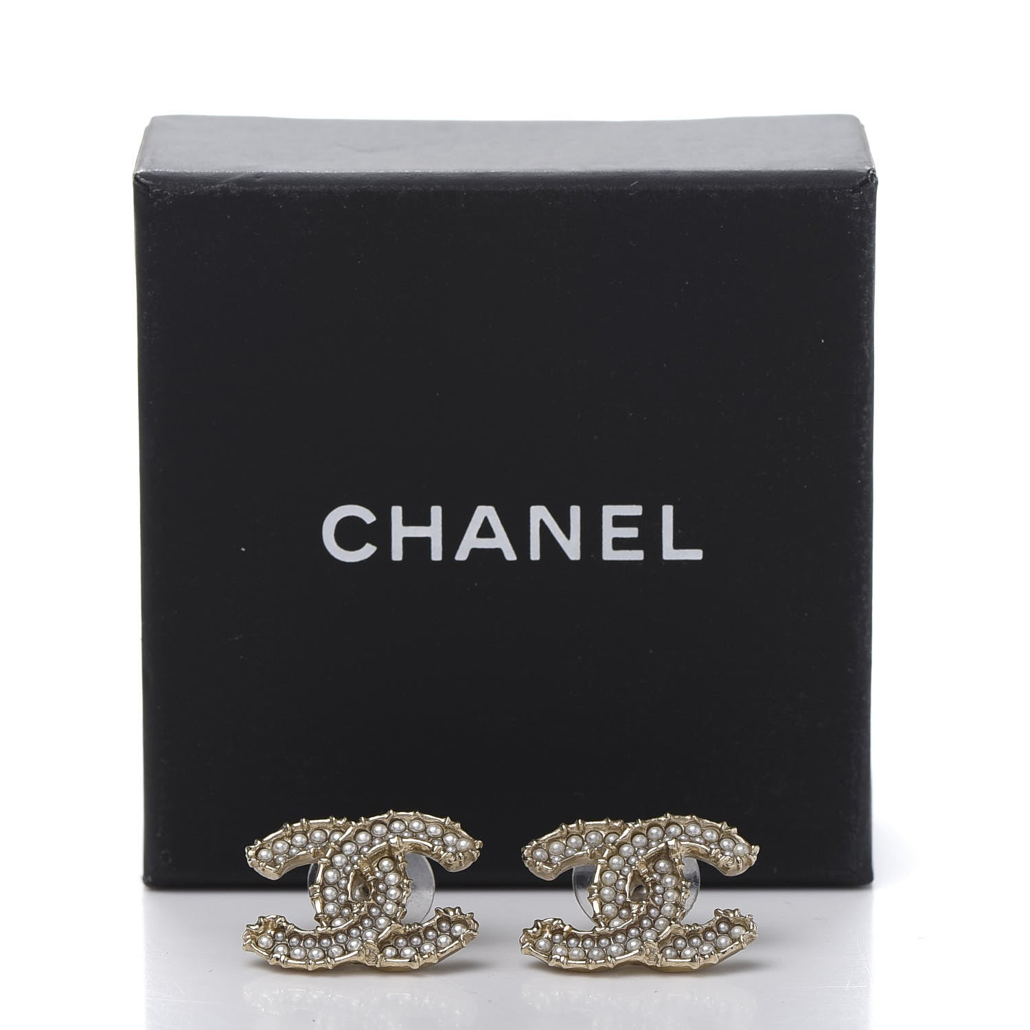 Chanel Pearl CC Camellia Express Stud Earrings Gold 6 of 6