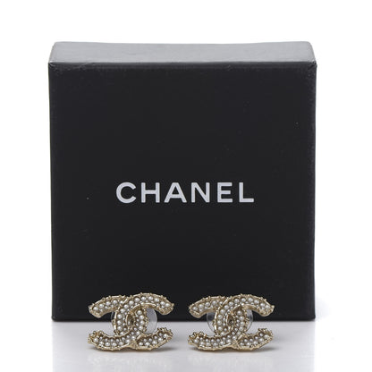 Chanel Pearl CC Camellia Express Stud Earrings Gold 6 of 6
