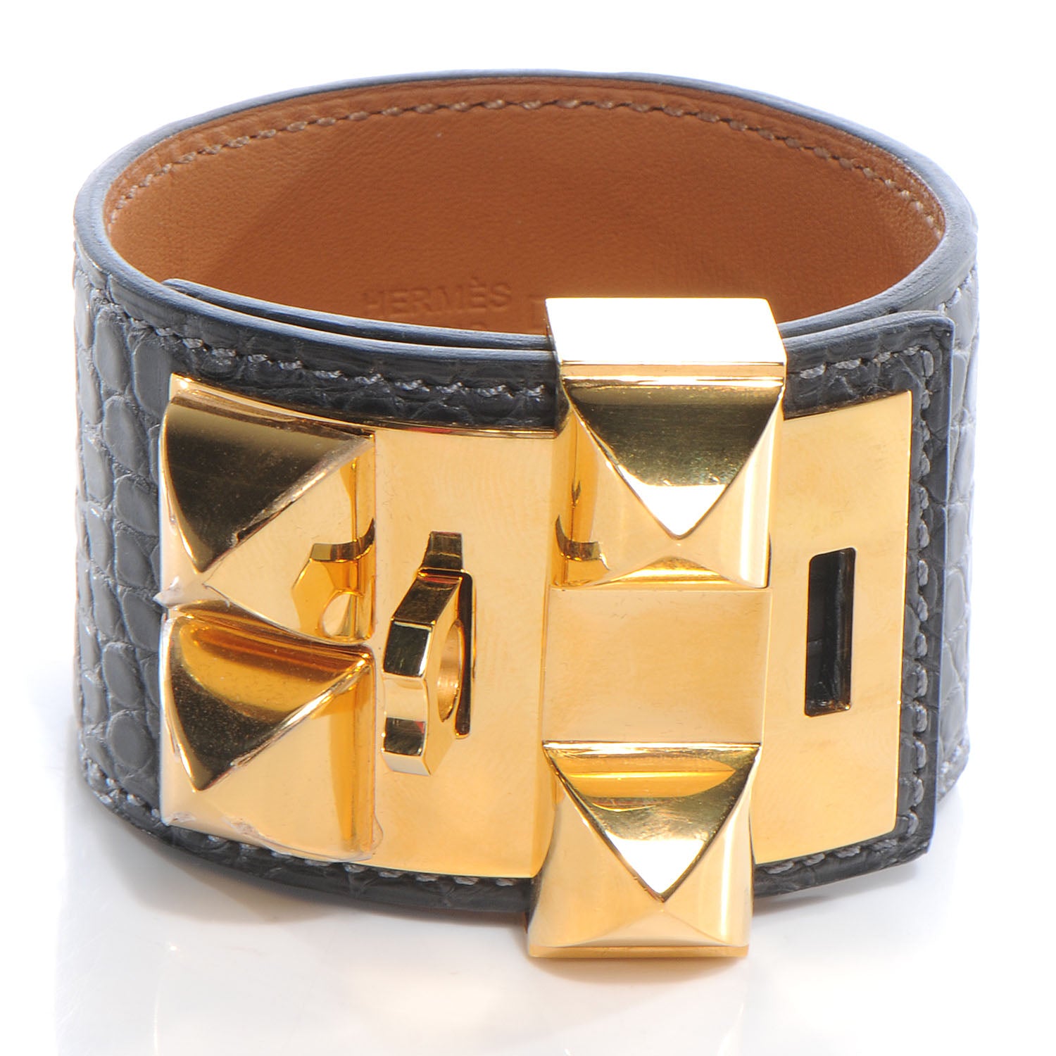 Hermes Matte Alligator Collier De Chien CDC Bracelet S Graphite 4 of 7