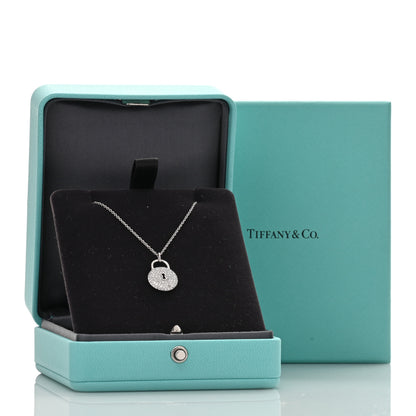 Tiffany Platinum Diamond Round Lock Pendant Necklace 4 of 4