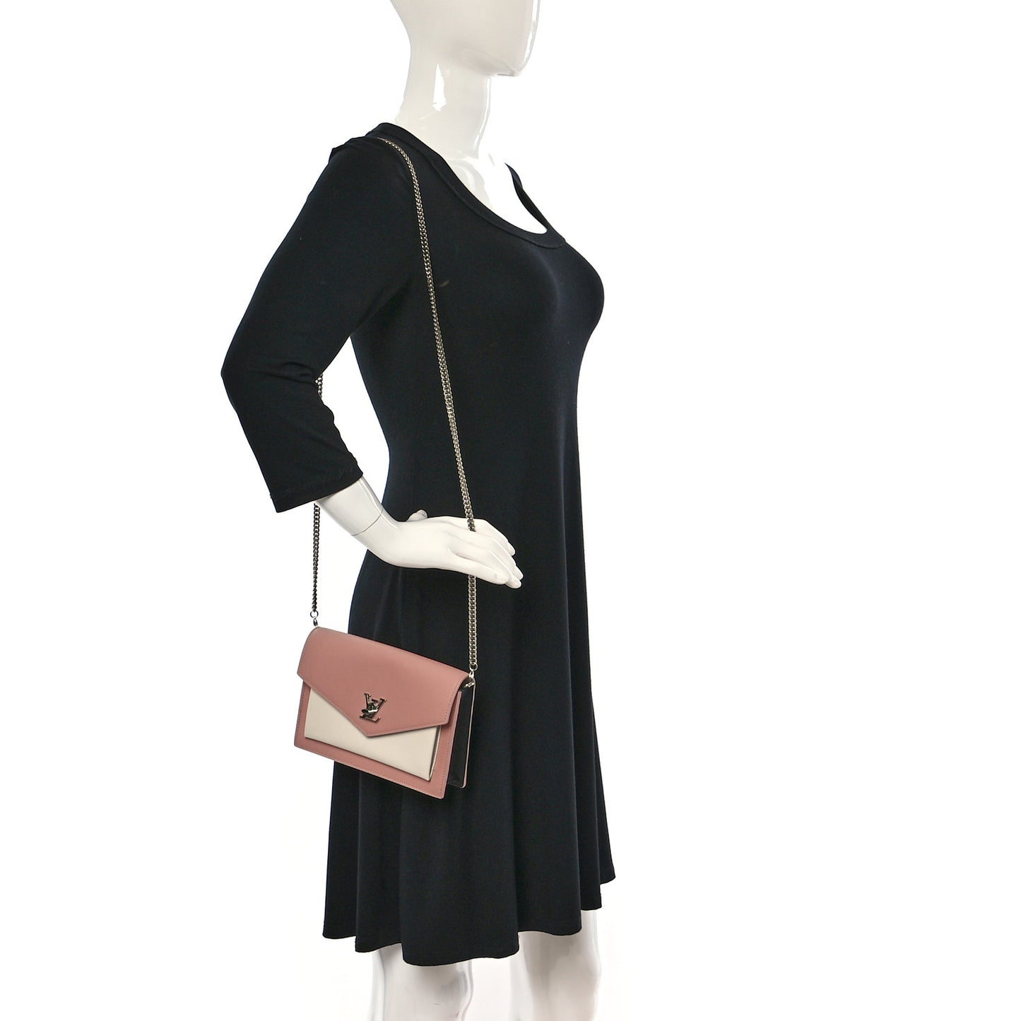 Calfskin My Lockme Chain Pochette Rose Ballet White