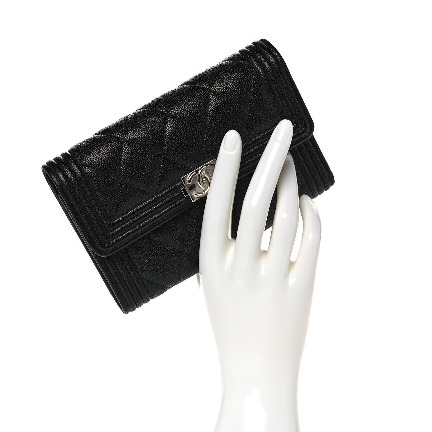 Chanel Caviar Quilted Medium Boy Flap Wallet Black 2 of 9