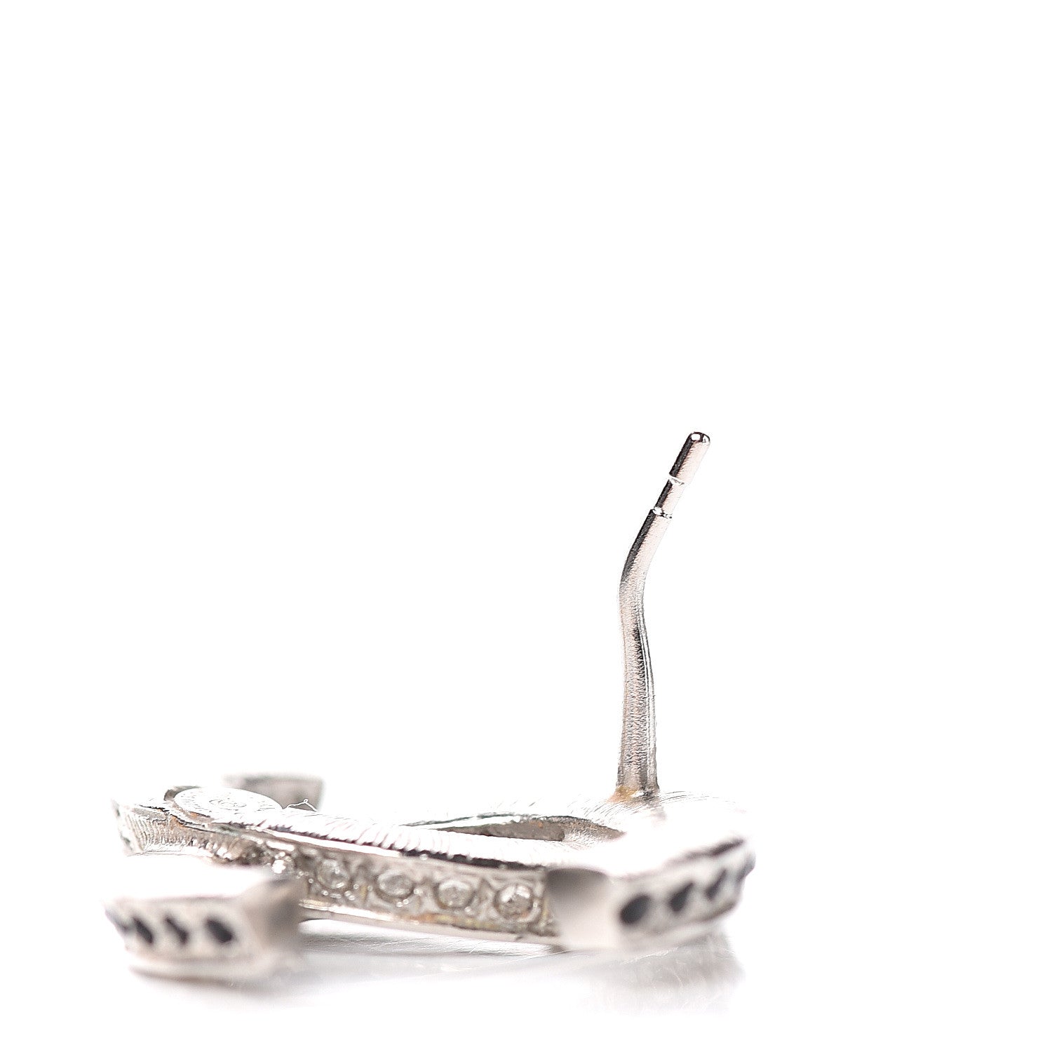 Chanel Baguette Crystal CC Earrings Silver 3 of 7