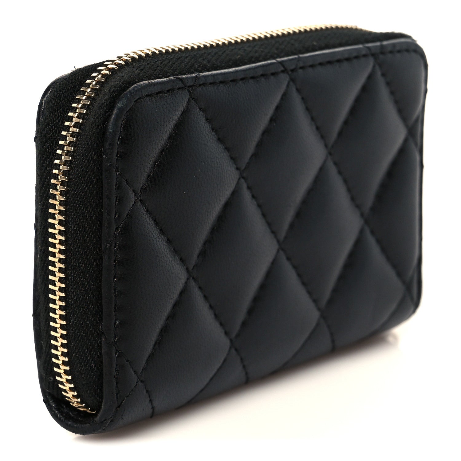 Chanel Lambskin Quilted Zip Coin Purse Black 3 of 8