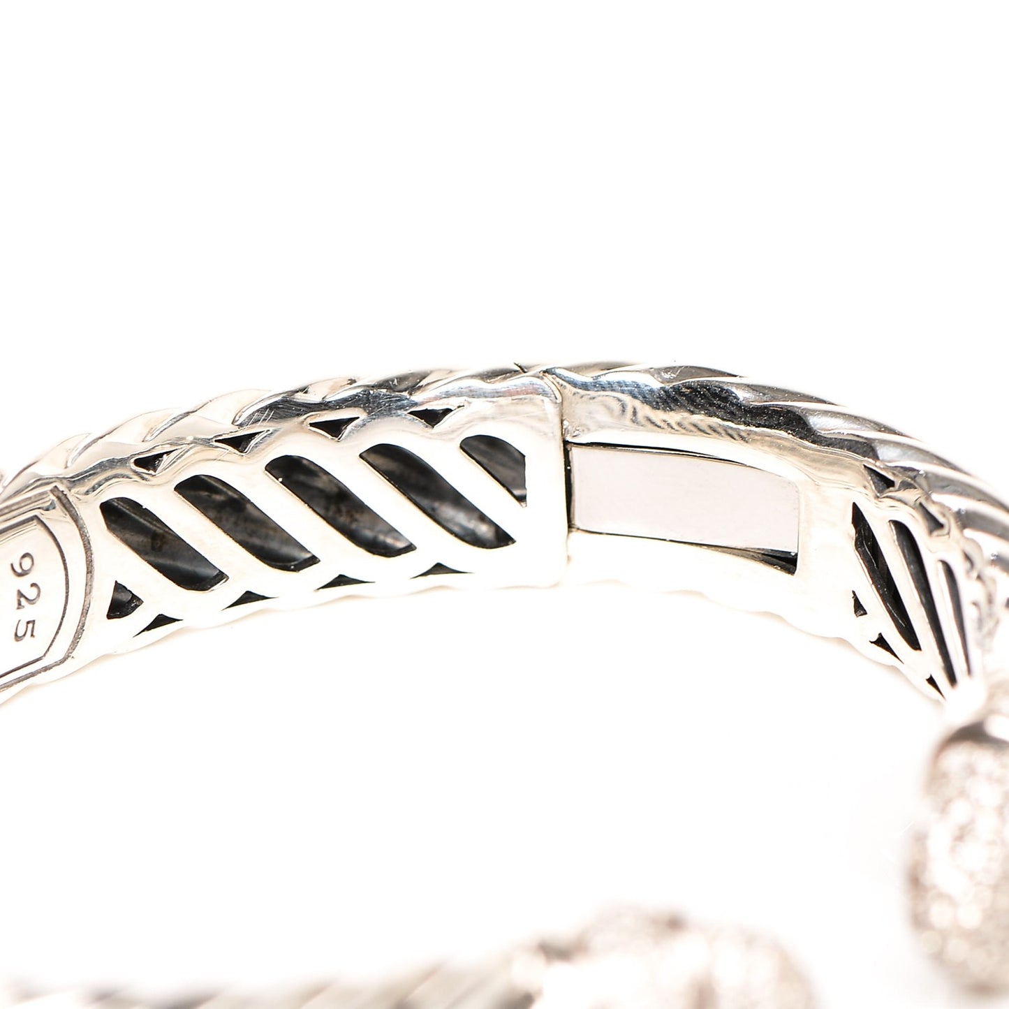 Sterling Silver Diamond 5mm Sculpted Cable Bracelet